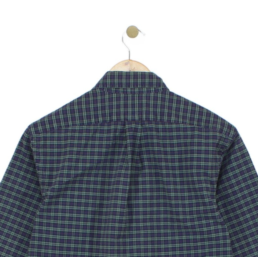 Mens Plaid Shirt Stretch Slim Fit Button Down