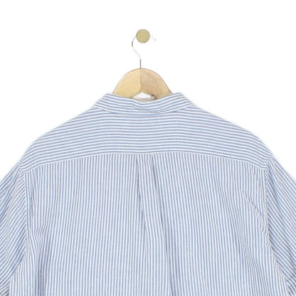 Mens Striped Shirt Short Sleeve Linen Blend