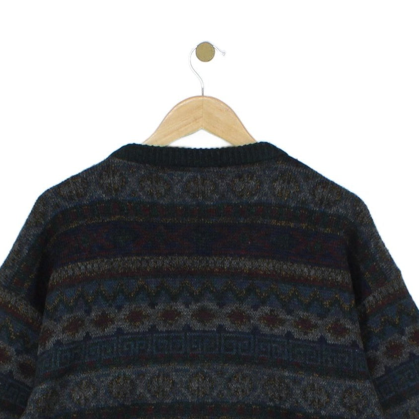 Mens Fair Isle Jumper Crew Neck Knit