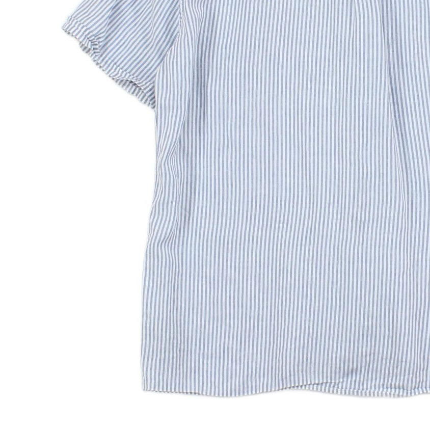 Mens Striped Shirt Short Sleeve Linen Blend