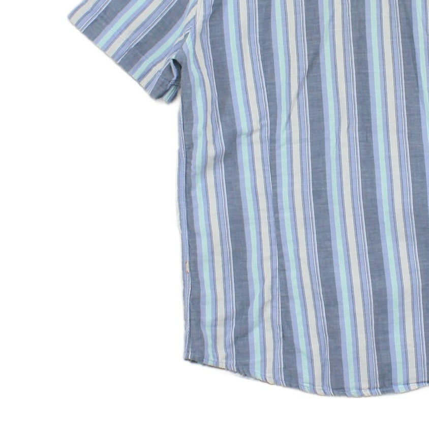 Mens Striped Shirt Slim Fit Short Sleeve