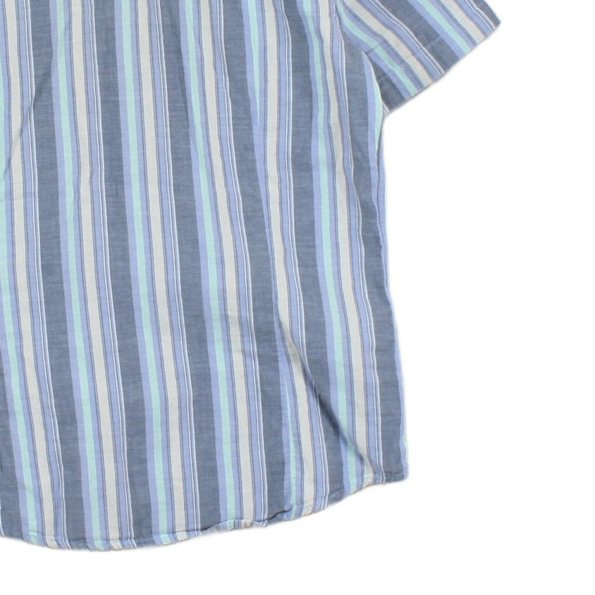 Mens Striped Shirt Slim Fit Short Sleeve