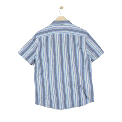 Mens Striped Shirt Slim Fit Short Sleeve