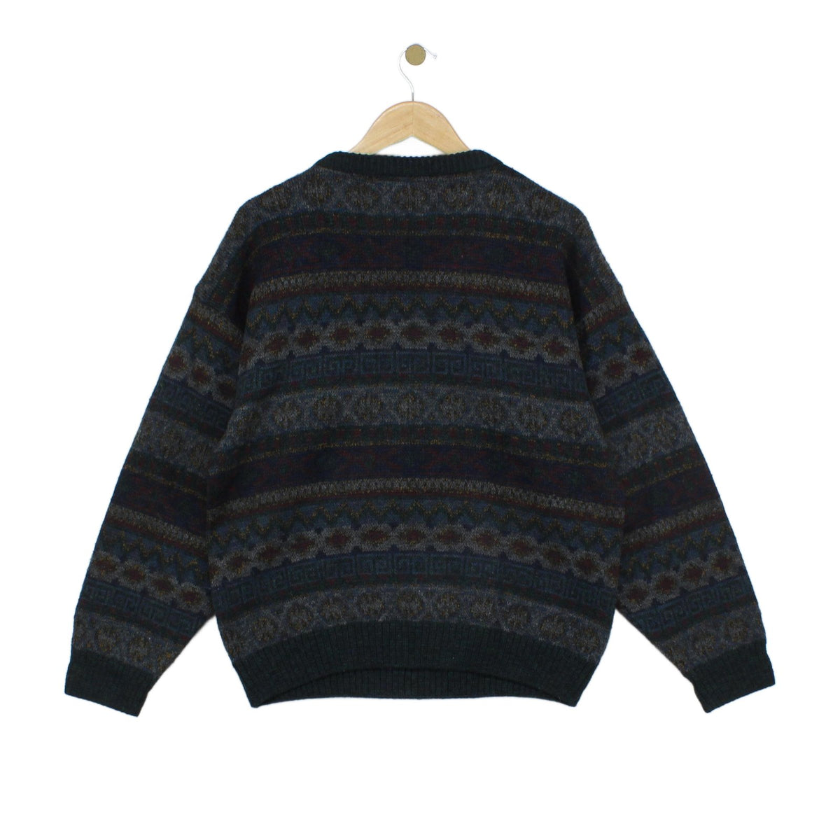 Mens Fair Isle Jumper Crew Neck Knit