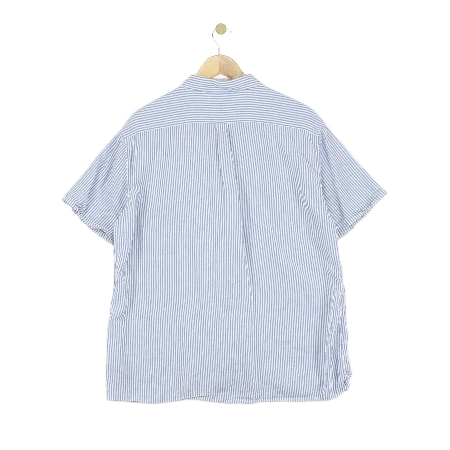 Mens Striped Shirt Short Sleeve Linen Blend