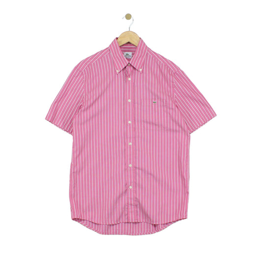 Mens Striped Shirt Short Sleeve Collared Casual