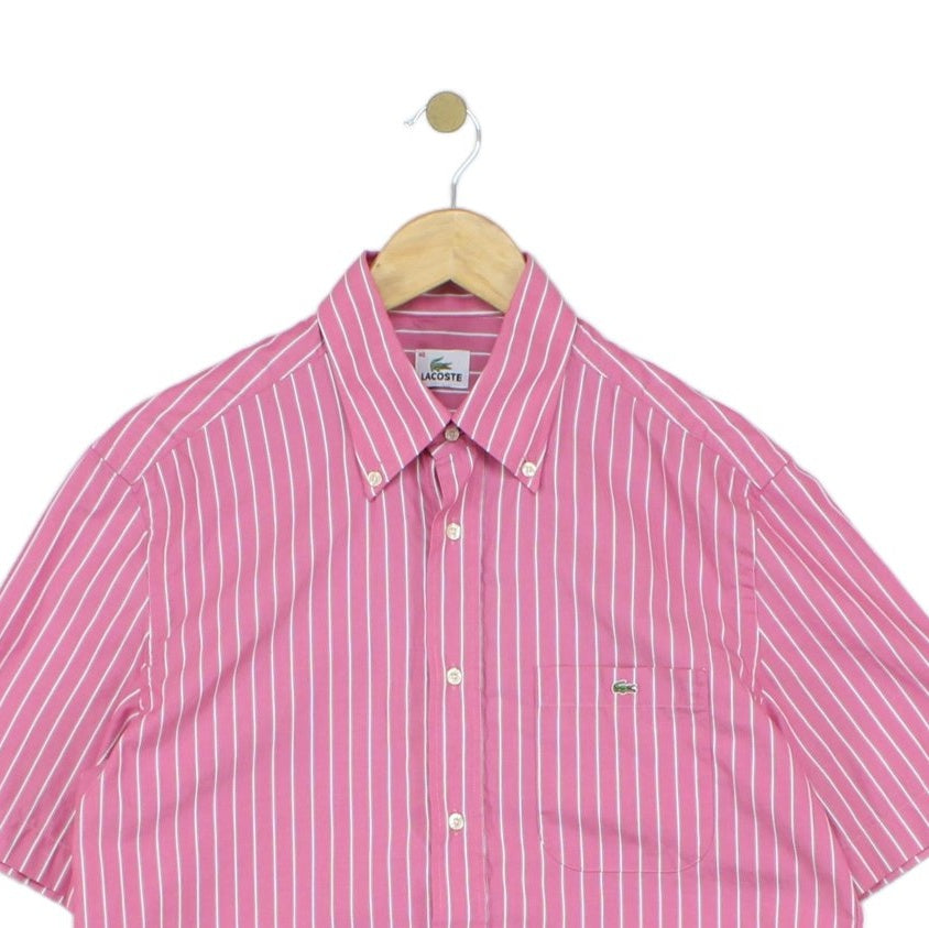 Mens Striped Shirt Short Sleeve Collared Casual