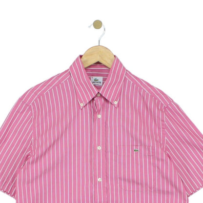 Mens Striped Shirt Short Sleeve Collared Casual