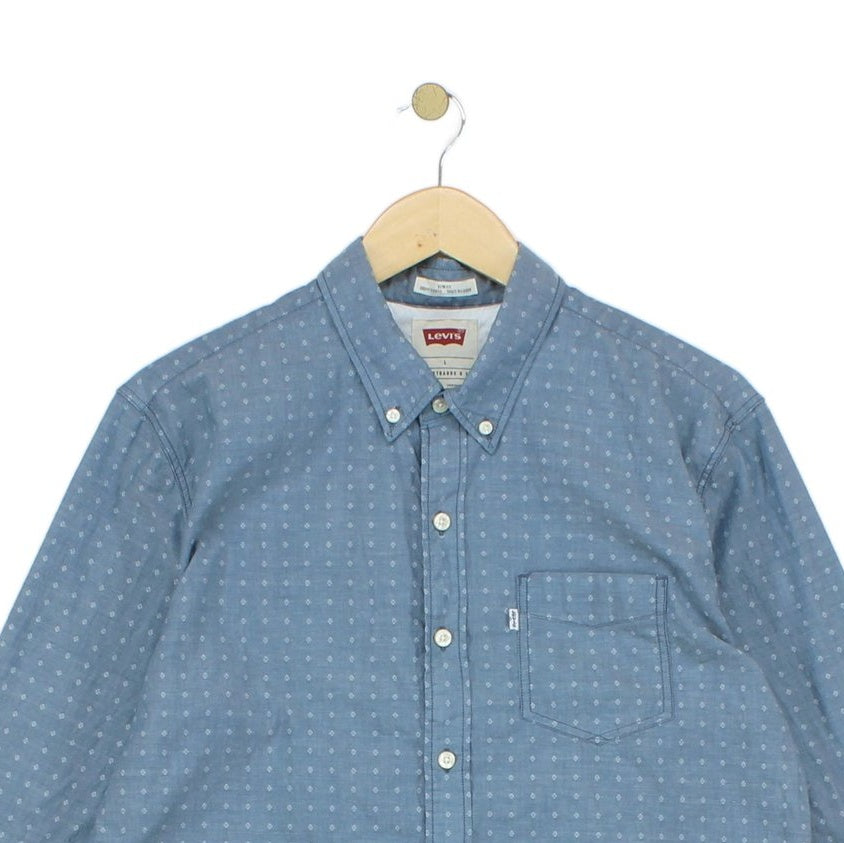 Mens Patterned Shirt Slim Fit Button Up Long Sleeve