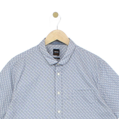 Mens Patterned Shirt Short Sleeve Slim Fit Button Up