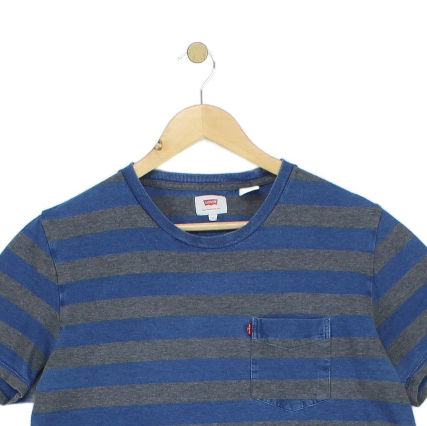 Mens Striped T-Shirt Crew Neck Short Sleeve