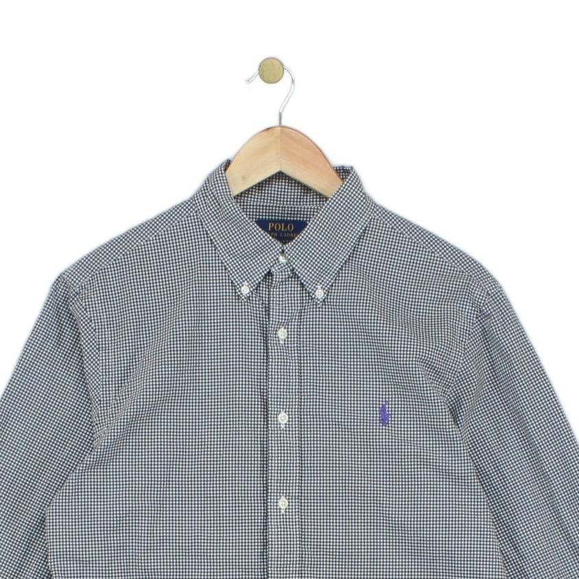 Mens Shirt Check Button Down Slim Fit