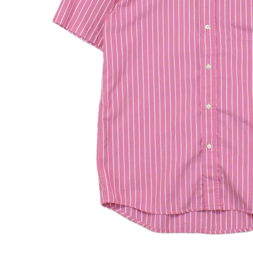 Mens Striped Shirt Short Sleeve Collared Casual