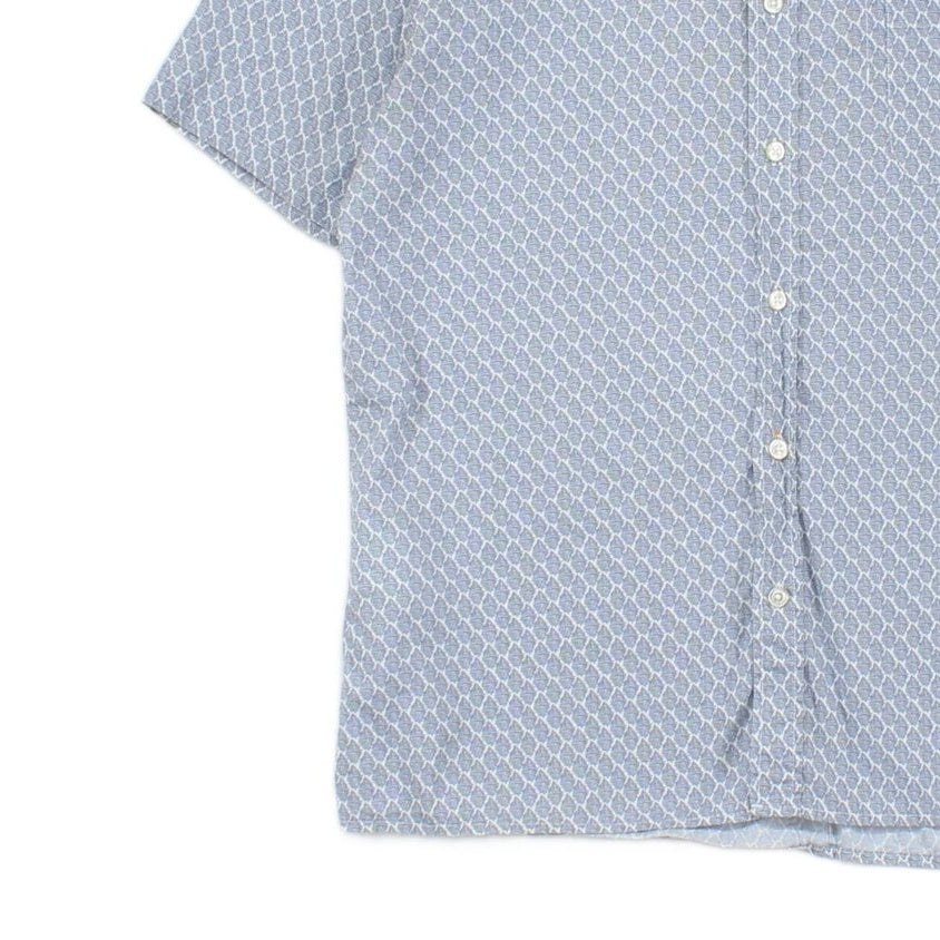 Mens Patterned Shirt Short Sleeve Slim Fit Button Up