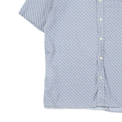 Mens Patterned Shirt Short Sleeve Slim Fit Button Up