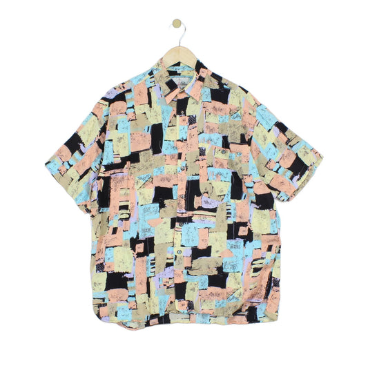 Mens Abstract Shirt Short Sleeve  Viscose