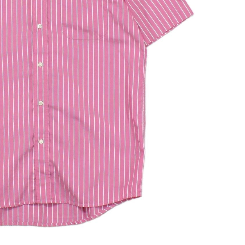 Mens Striped Shirt Short Sleeve Collared Casual