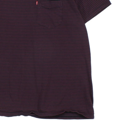 Mens Striped T-Shirt Pocket Crew Neck Short Sleeve