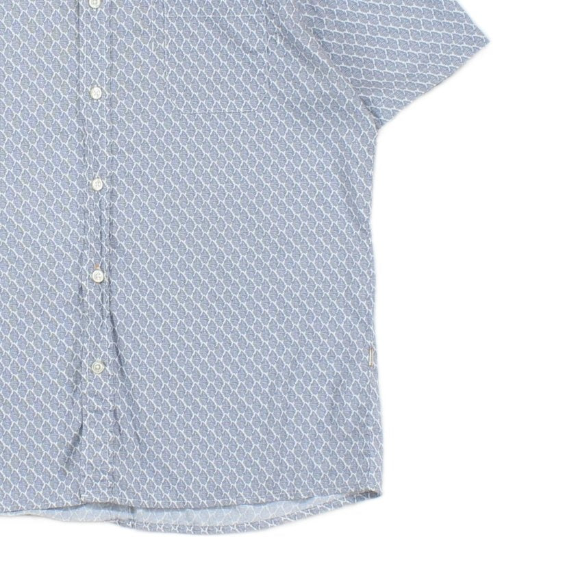 Mens Patterned Shirt Short Sleeve Slim Fit Button Up