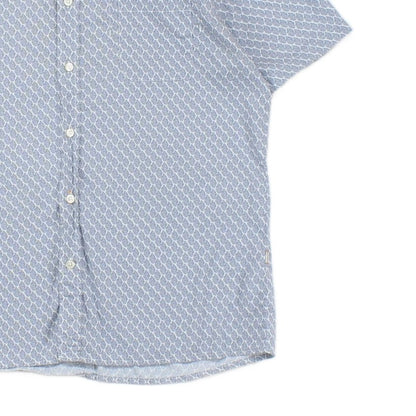 Mens Patterned Shirt Short Sleeve Slim Fit Button Up