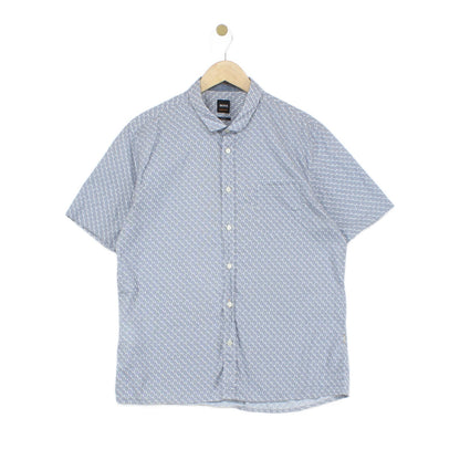 Mens Patterned Shirt Short Sleeve Slim Fit Button Up
