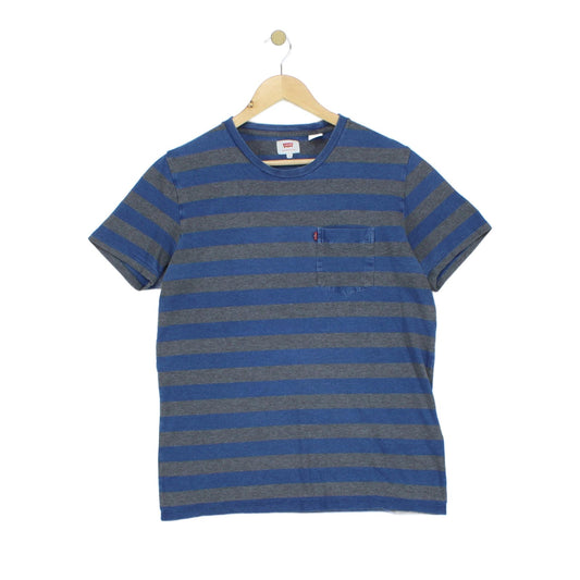 Mens Striped T-Shirt Crew Neck Short Sleeve