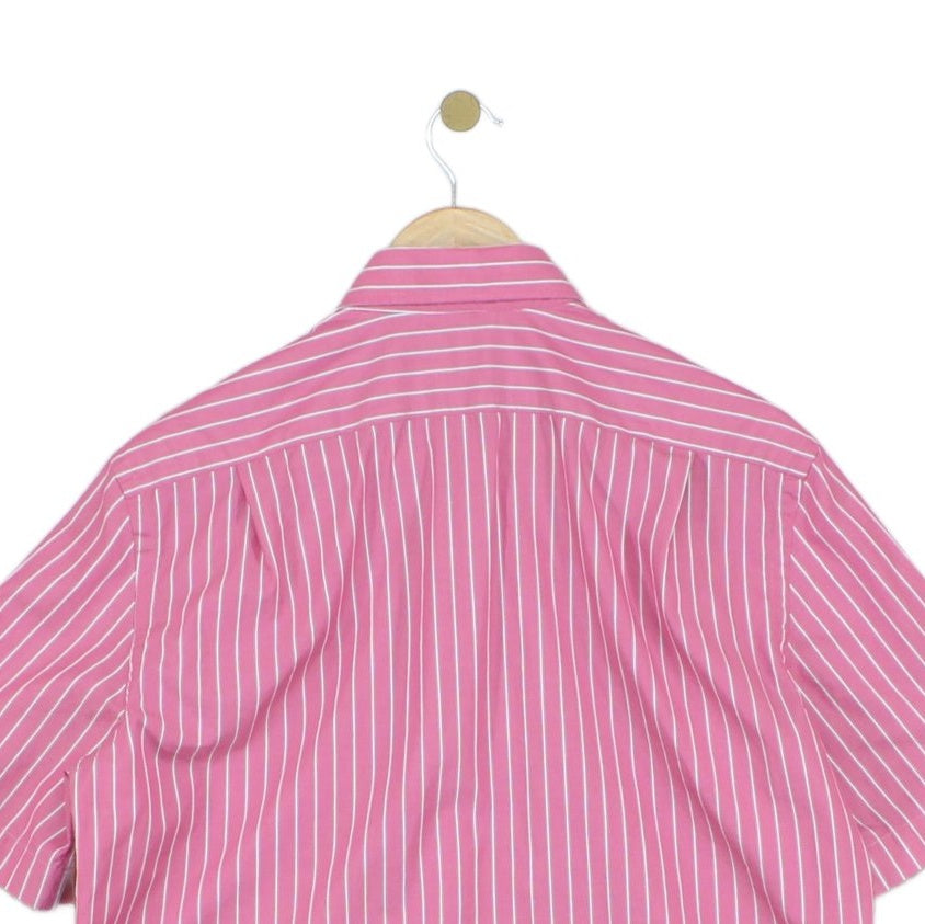 Mens Striped Shirt Short Sleeve Collared Casual