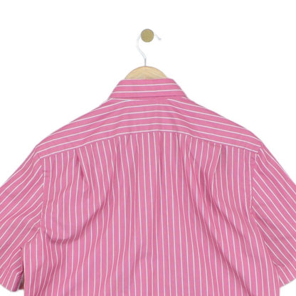 Mens Striped Shirt Short Sleeve Collared Casual