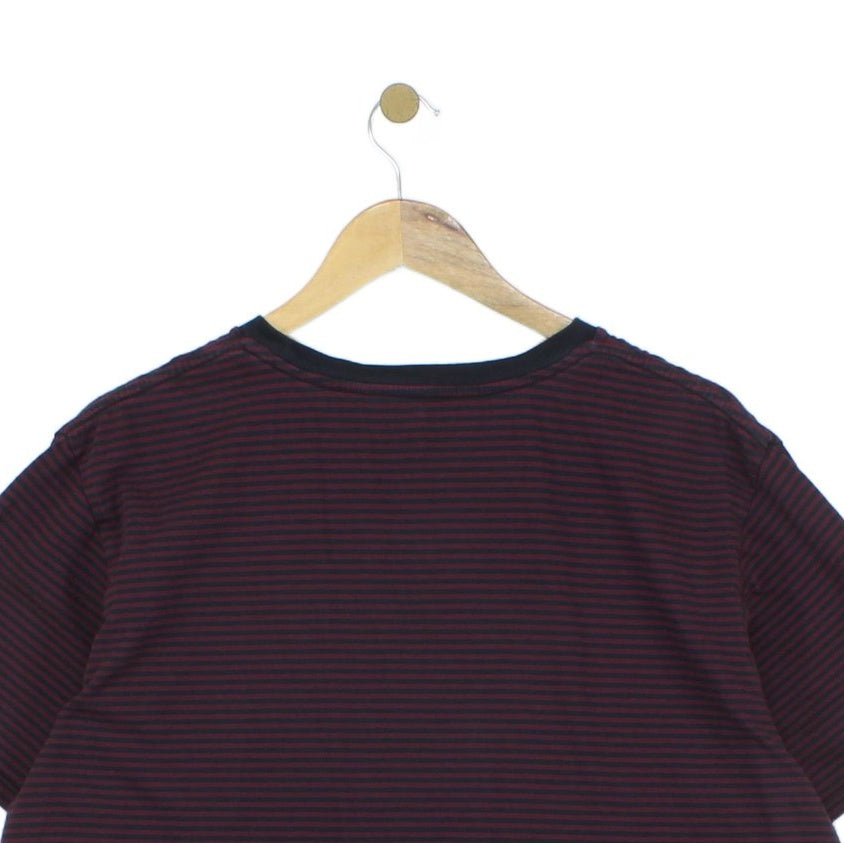 Mens Striped T-Shirt Pocket Crew Neck Short Sleeve