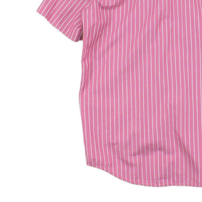 Mens Striped Shirt Short Sleeve Collared Casual
