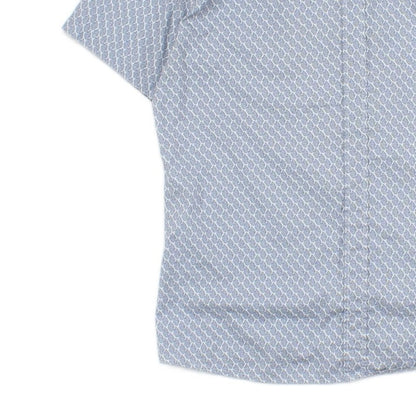 Mens Patterned Shirt Short Sleeve Slim Fit Button Up