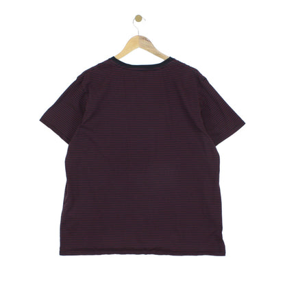 Mens Striped T-Shirt Pocket Crew Neck Short Sleeve