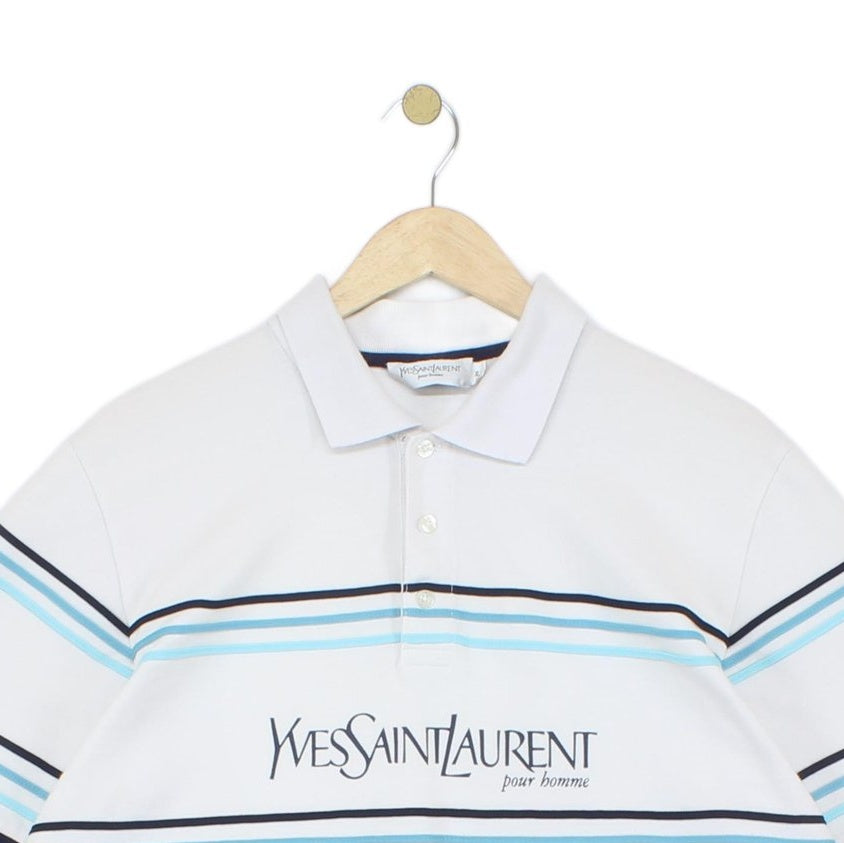Mens Striped Polo Shirt Spell Out