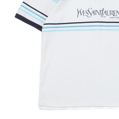 Mens Striped Polo Shirt Spell Out