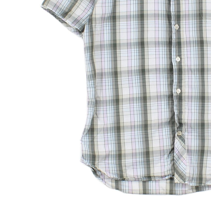 Mens Check Shirt Button Up Short Sleeve