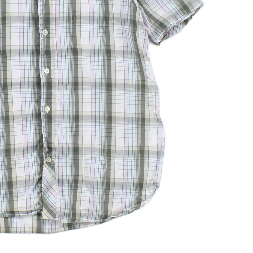 Mens Check Shirt Button Up Short Sleeve