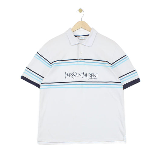 Mens Striped Polo Shirt Spell Out
