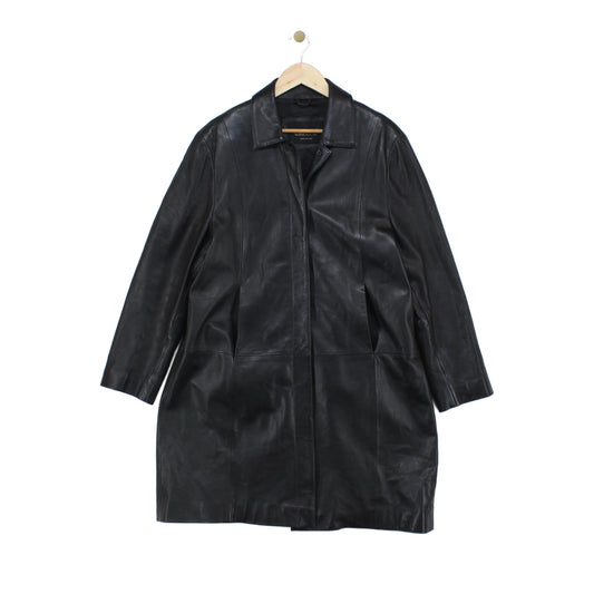 Womens Leather Overcoat Classic Long