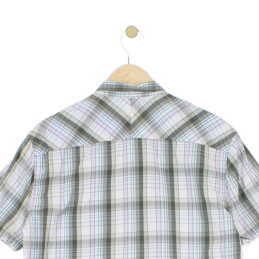Mens Check Shirt Button Up Short Sleeve