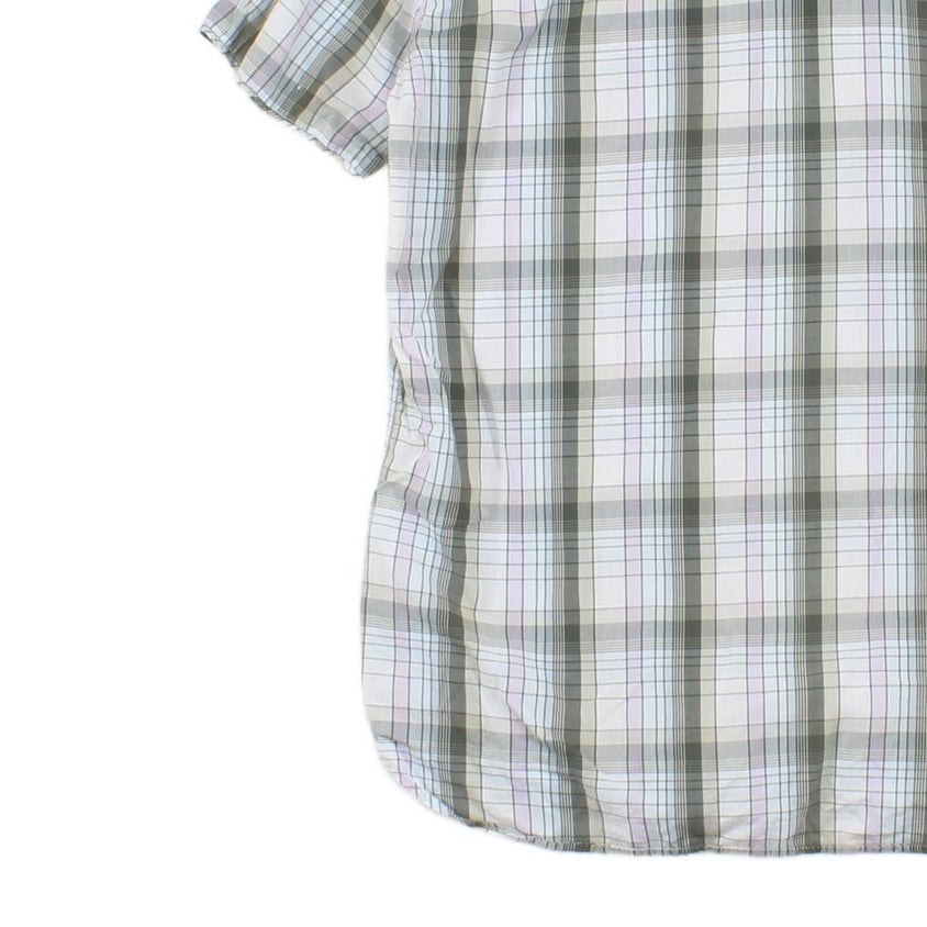 Mens Check Shirt Button Up Short Sleeve