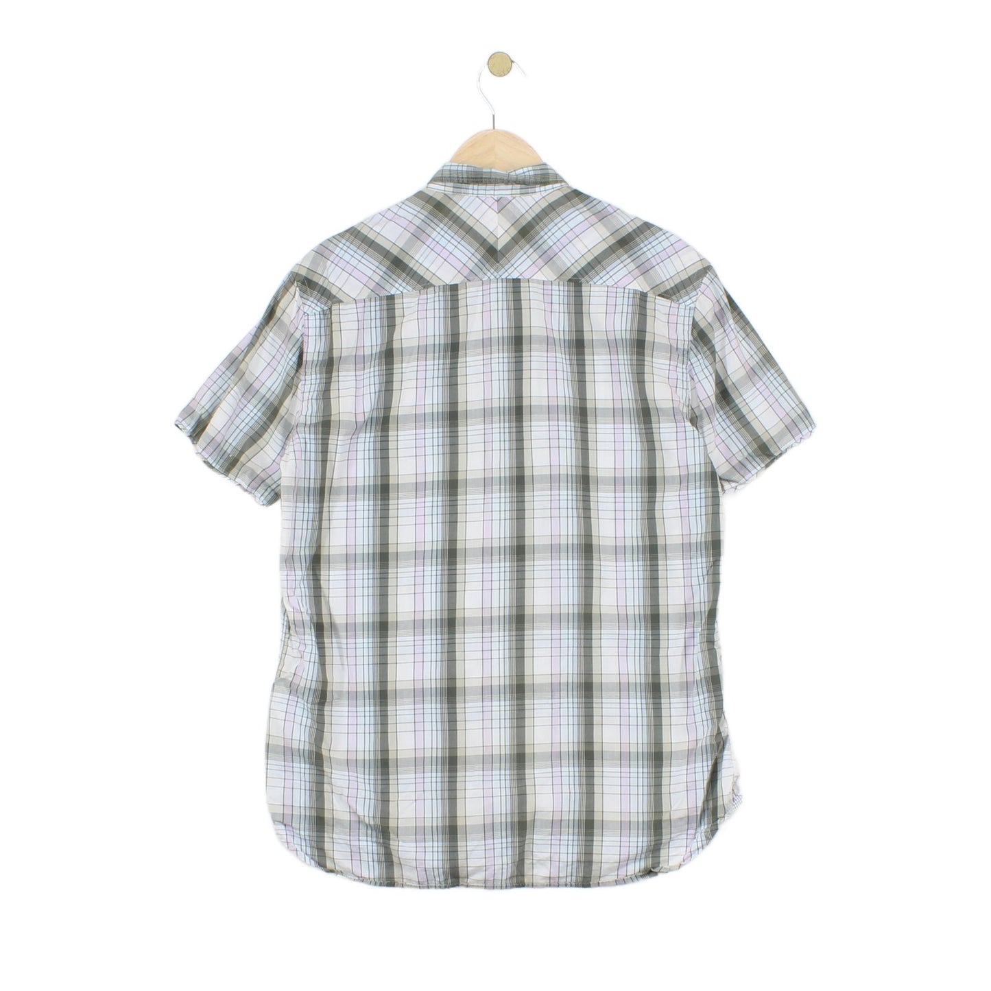 Mens Check Shirt Button Up Short Sleeve