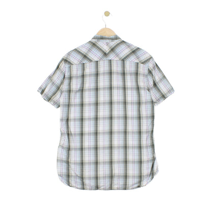 Mens Check Shirt Button Up Short Sleeve