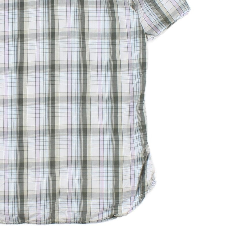 Mens Check Shirt Button Up Short Sleeve