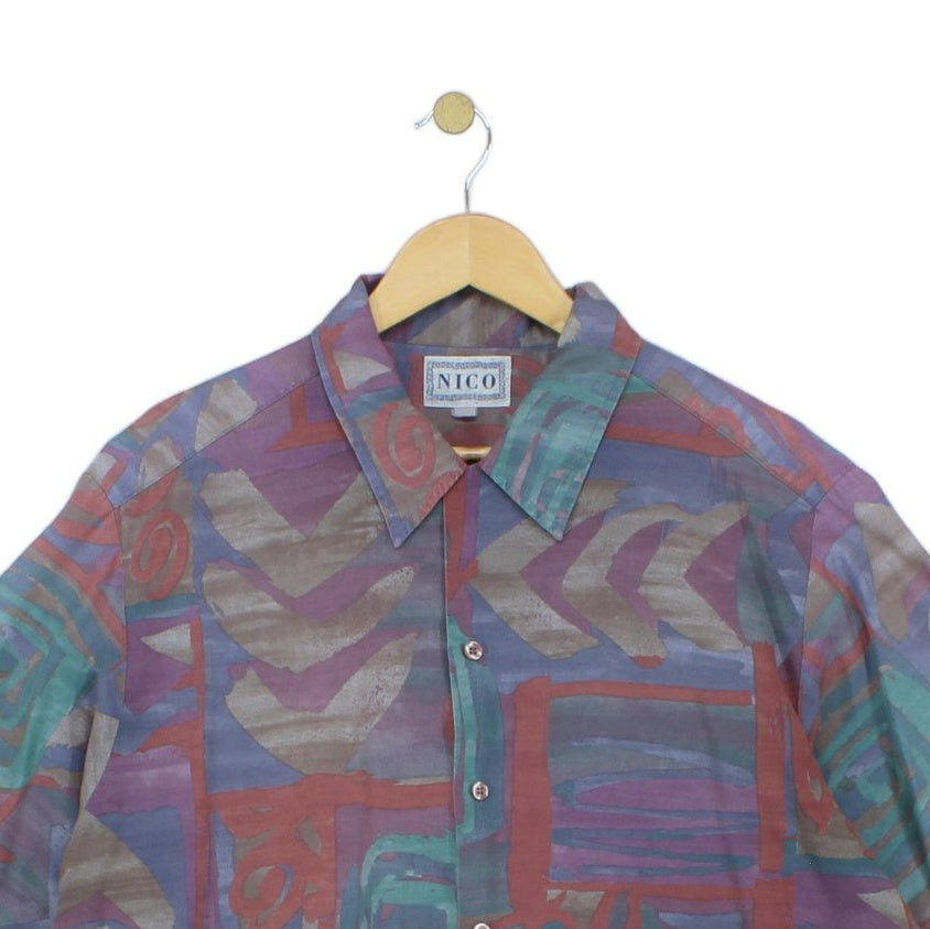 Mens Abstract Shirt Short Sleeve Summer