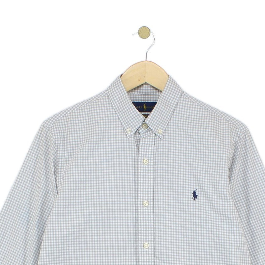 Mens Check Shirt Stretch Slim Fit Button Down