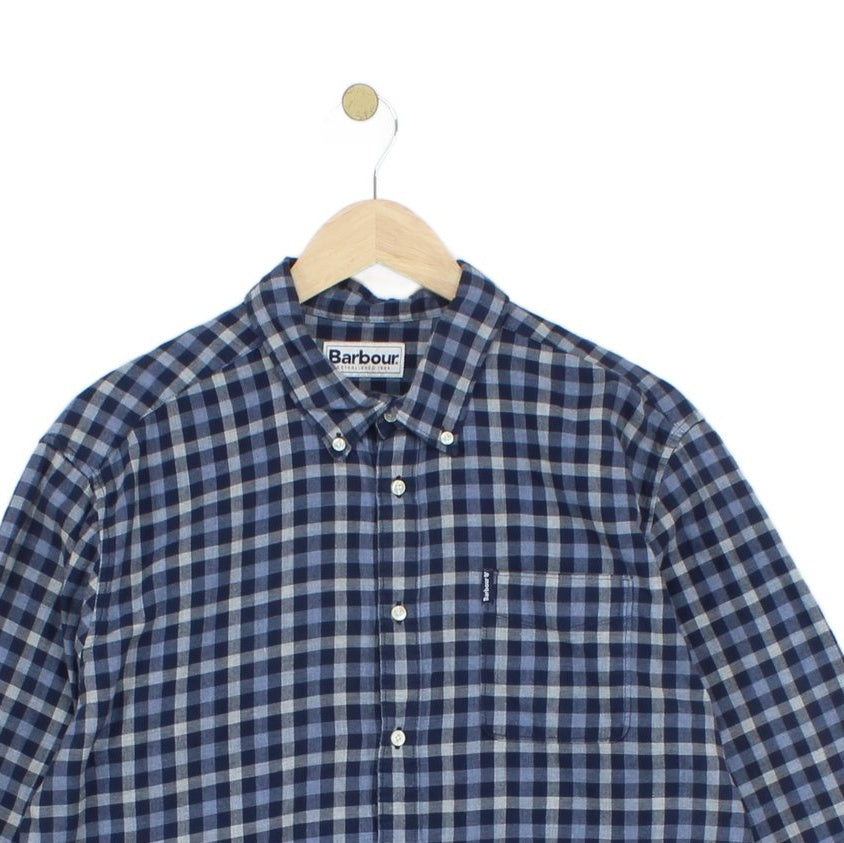 Mens Check Shirt Long Sleeve Tailored Fit