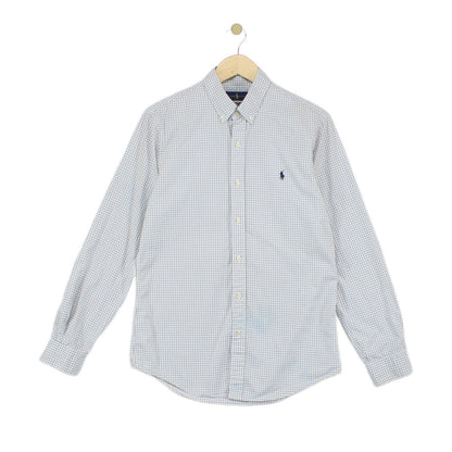 Mens Check Shirt Stretch Slim Fit Button Down