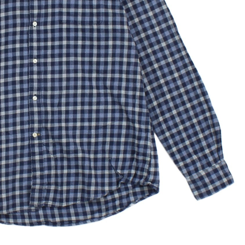 Mens Check Shirt Long Sleeve Tailored Fit