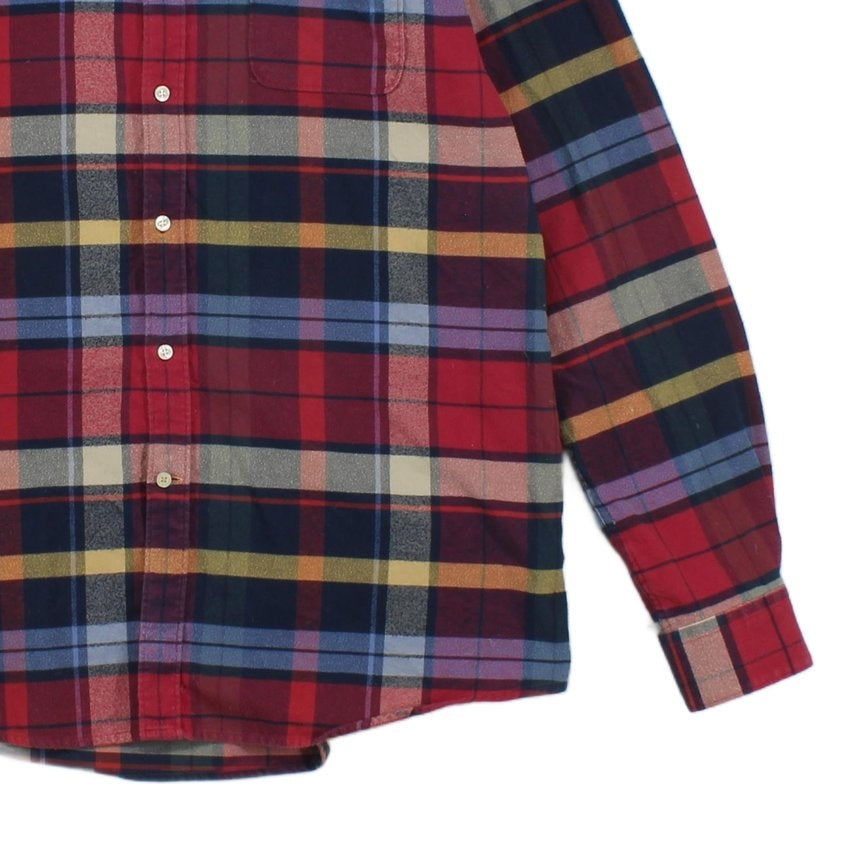 Mens Plaid Shirt Tailored Fit Button Up Long Sleeve