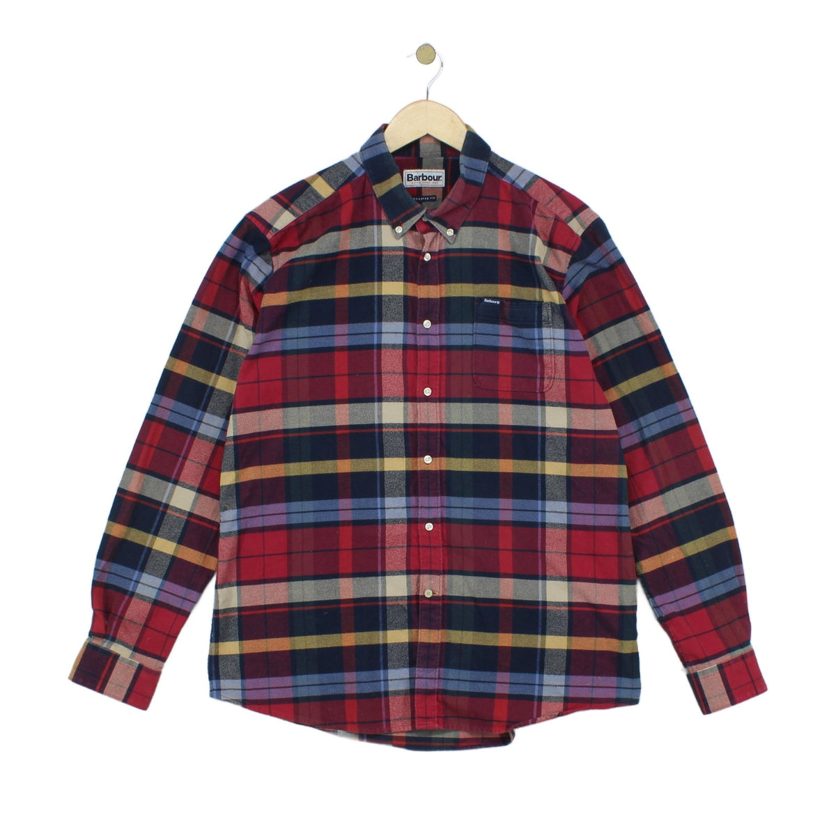 Mens Plaid Shirt Tailored Fit Button Up Long Sleeve